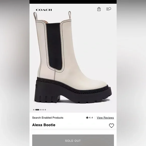 Coach Alexa Chelsea Boots White Leather Streetwear Chunky Heel Sz 8 - Picture 11 of 12